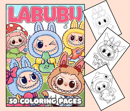 Labubu Coloring +20 Pages  Unique Printable Pages, Cute Labubu Coloring Pages , Labubu Fun Activity for Kids and Adults