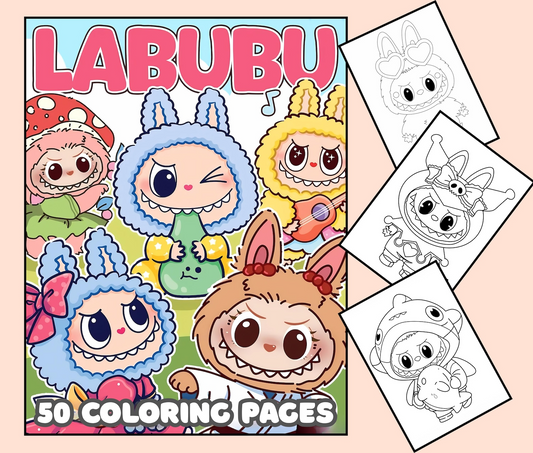 Labubu Coloring +20 Pages  Unique Printable Pages, Cute Labubu Coloring Pages , Labubu Fun Activity for Kids and Adults